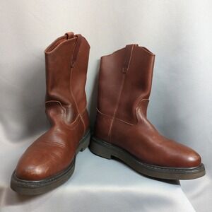 Rhino Work Boots Mens 9 Brown Leather Steel Toe 90222 Western